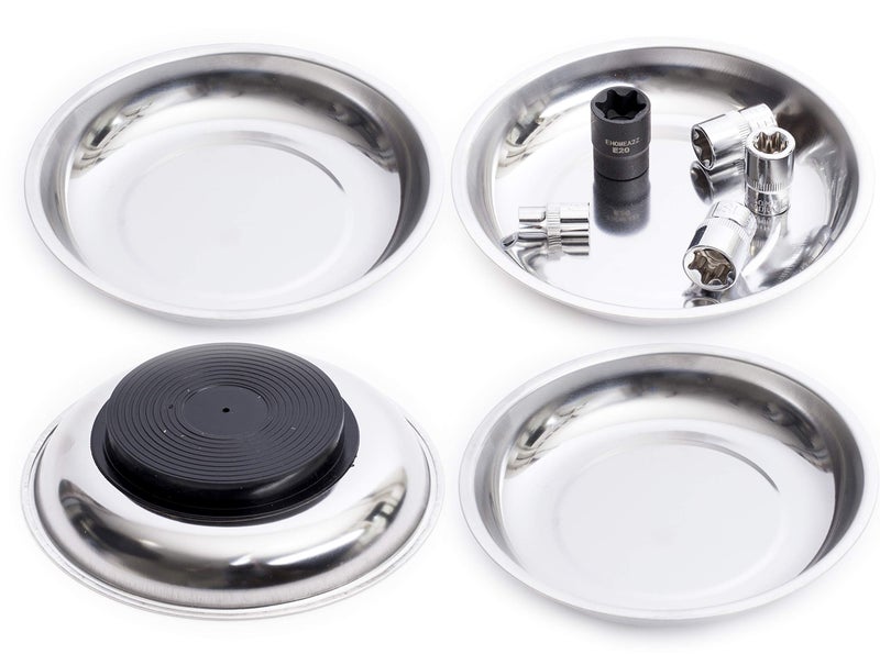 EHOMEA2Z Magnetic Bowl For Screws (4Pc),Magnetic Bowls For Holding Nuts and Bolts, Small Parts,Pins,Tools,Plate,Dish,Set,Tray,Round 6") - Image 1